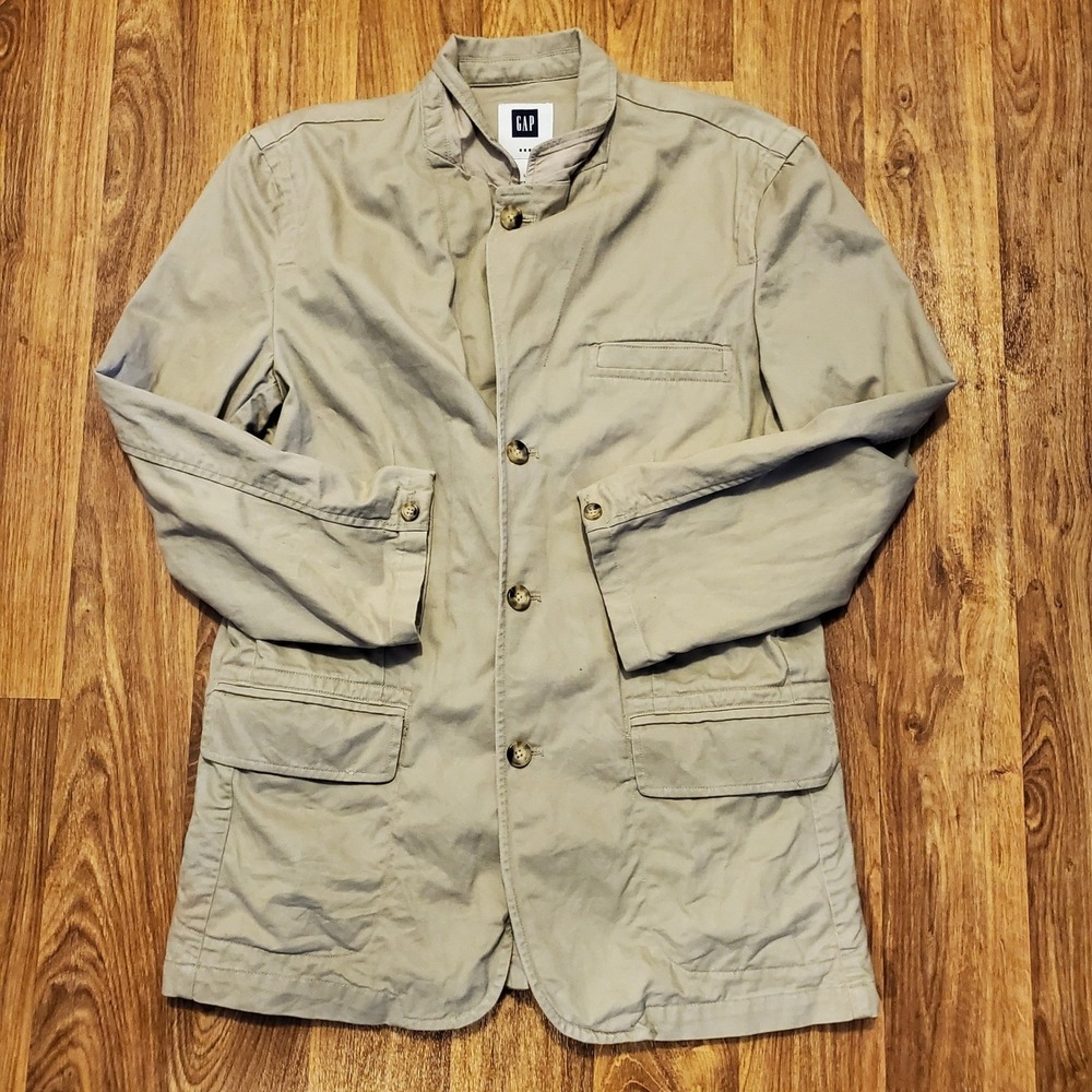 Vintage 90s GAP Jacket Men Large Beige‎ Sport Blazer Coat Preppy - Picture 2 of 6